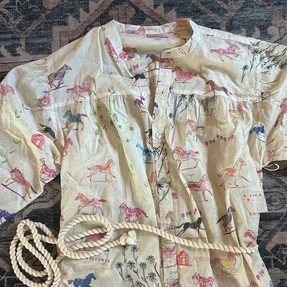 NWT MOTHER New to Town Shirt Dress Goodbye Horses - Picture 5 of 8